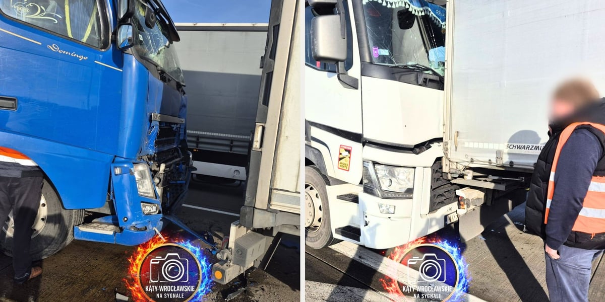 Uszkodzone samochody ciężarowe na autostradzie A4. Aż trzy ciężarówki blokują autostradę A4, 16.01.2026 r.