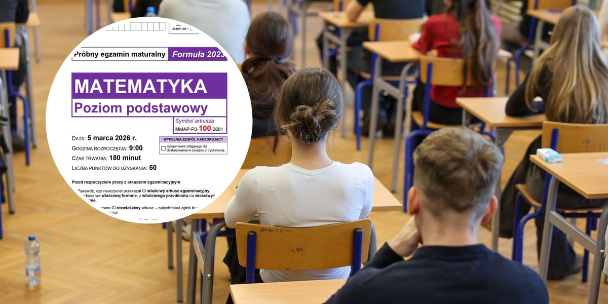 Próbna matura w LO nr VII przy ul. Kruczej we Wrocławiu, w kółku: arkusz egzaminacyjny z matematyki