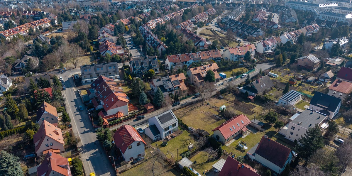 Osiedle Wojszyce we Wrocławiu, widok z drona.