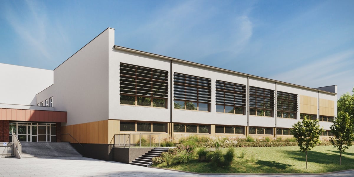 Wizualizacja bloku sportowego w SP nr 90 przy ul. Orzechowej