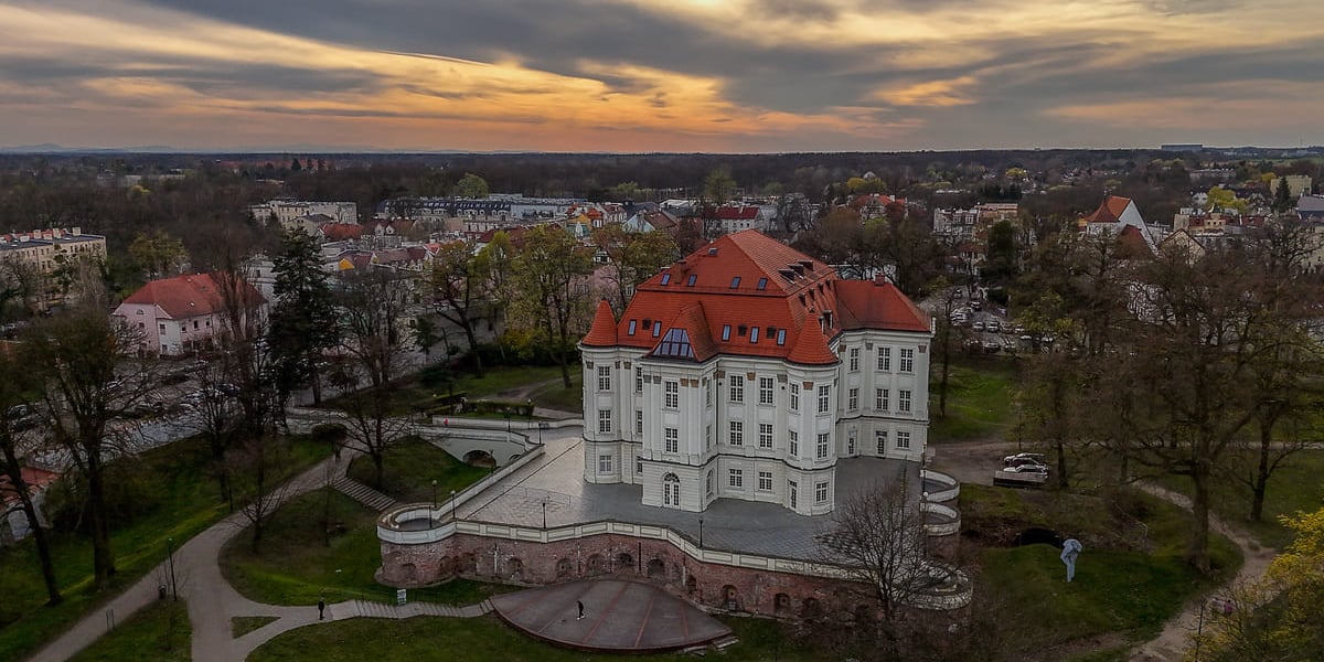 Zamek w Leśnicy, widok z drona