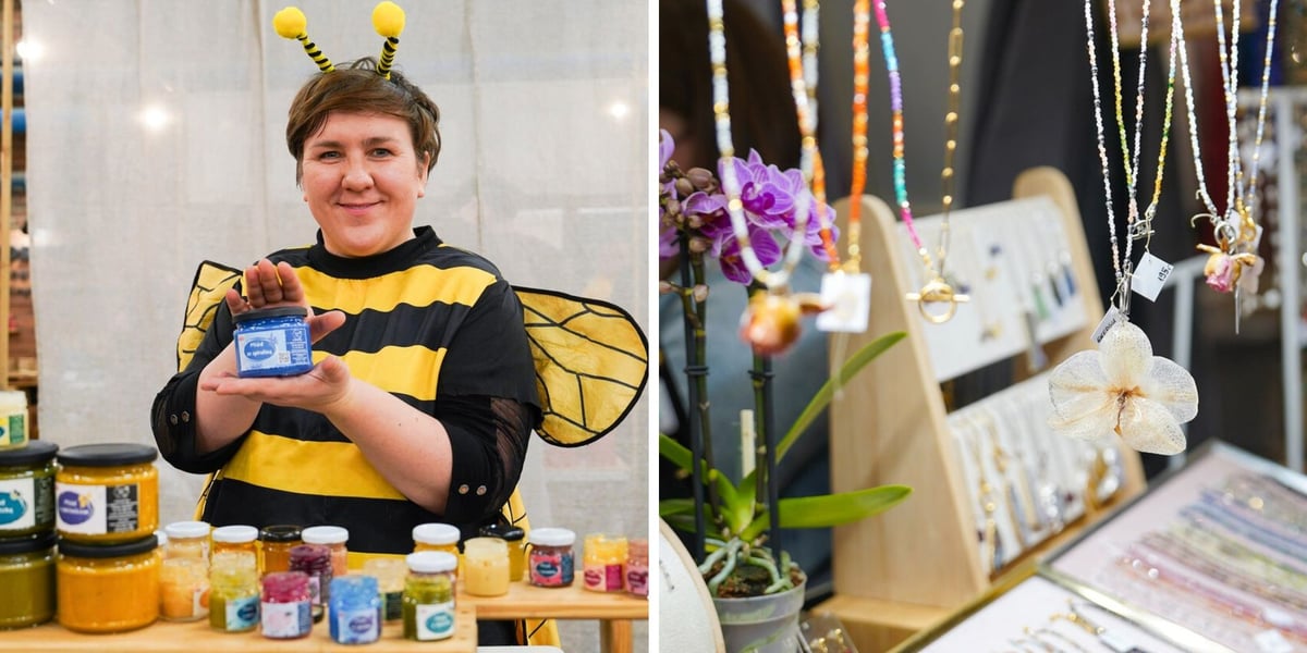 Stoisko z miodami, stoisko z biżuterią