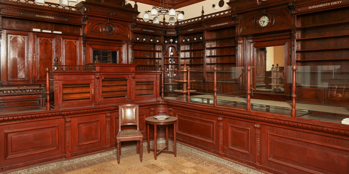 Wnętrze Apteki pod Słońcem przy ul. Traugutta