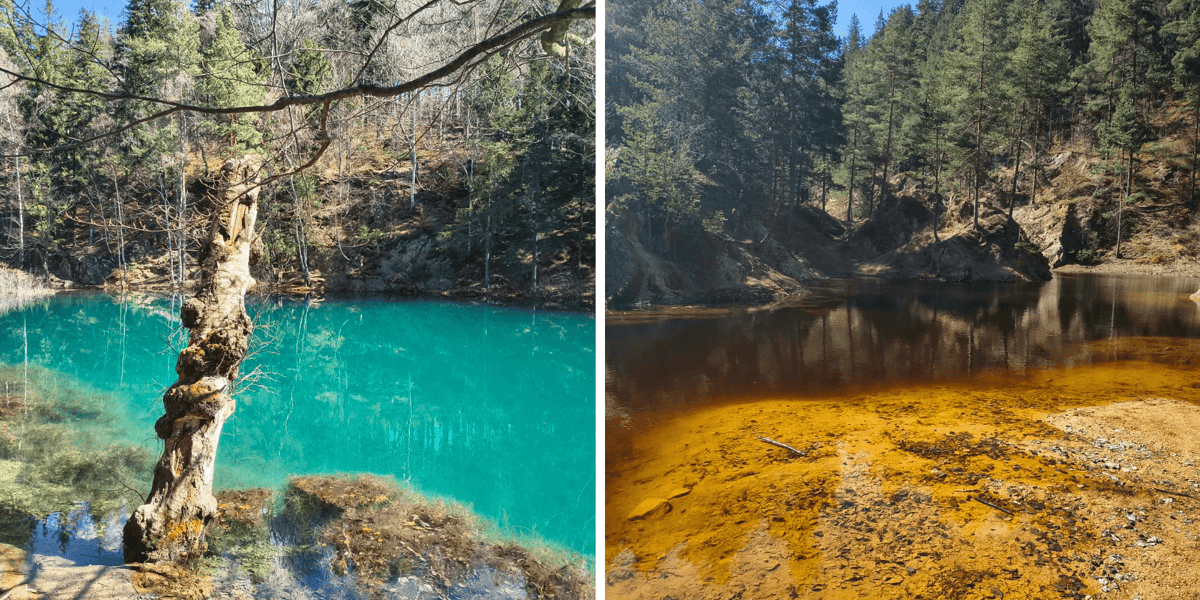 Dwa z czterech kolorowych jeziorek