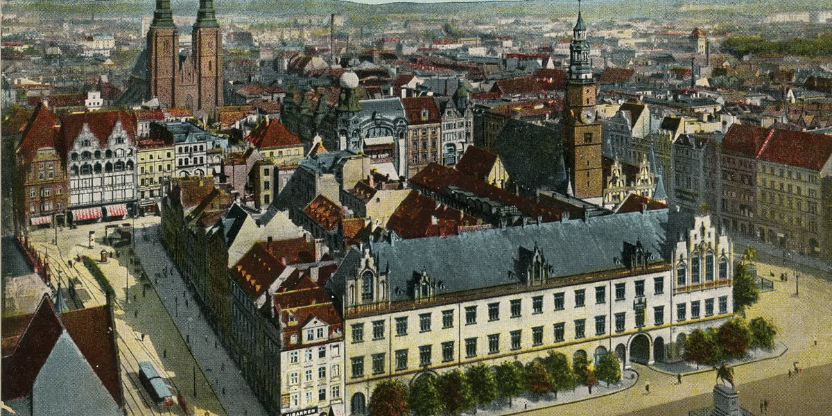 Kartka wysłana w 1920, po lewej Rynek 58 lub 59