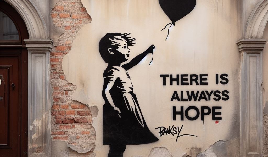 Stworzona przez sztuczną inteligencję reprodukcja pracy Banksy'ego przedstawiającej dziewczynkę z balonikiem