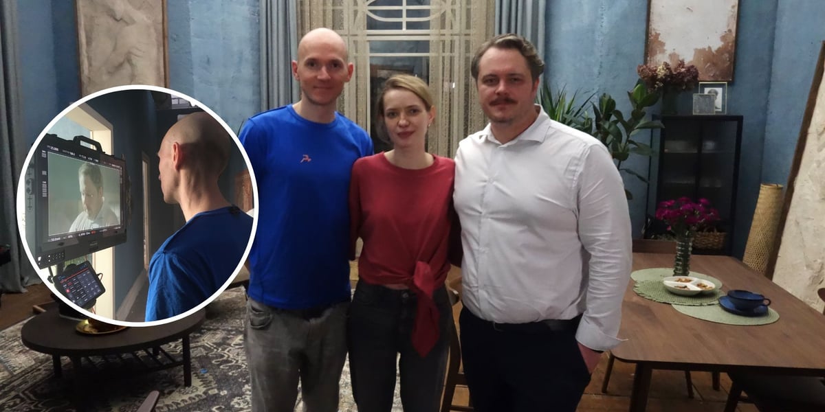 na głównym zdjęciu reżyser Artur Wyrzykowski i aktorzy – Paulina Gałązka i Tomasz Schuchardt