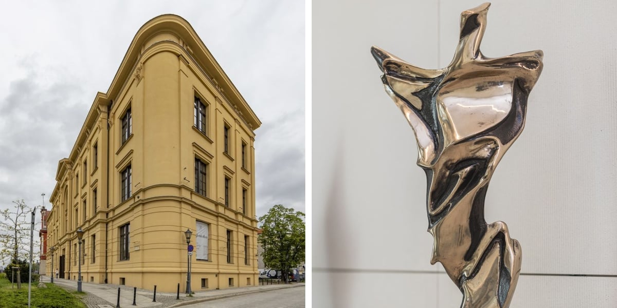Budynek L’UNI i rzeźba Stanisława Wysockiego
