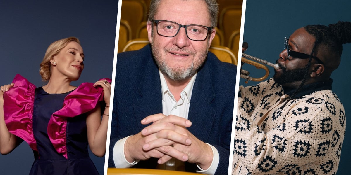 Od lewej: wokalistka Aga Zaryan, dyrektor Igor Pietraszewski, trębacz Marquis Hill 