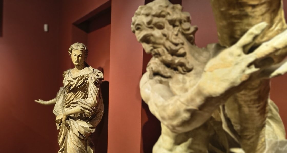 św. Krystyna (na dalszym planie) i św. Andrzej (na pierwszym) | Thomas Weissfeld | dawniej w kościele Świętego Krzyża we Wrocławiu | 1704-1705