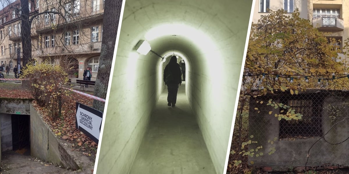 Na zdjęciu z lewej schron pod Uniwersytetem Medycznym na Bartla, w środku przejście w schronie, po prawej wentylacja schronu przy Curie-Skłodowskiej 87