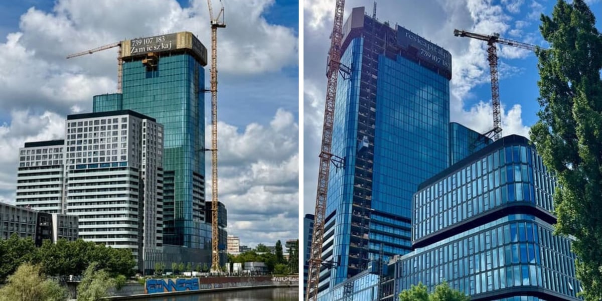 Wieżowiec nad Odrą w budowie. Quorum, drugi po Sky Tower najwyższy budynek we Wrocławiu