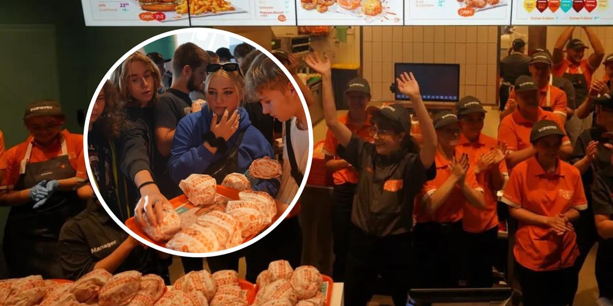 Kobiety i mężczyźni w restauracji Popeyes w Pasażu Grunwaldzkim