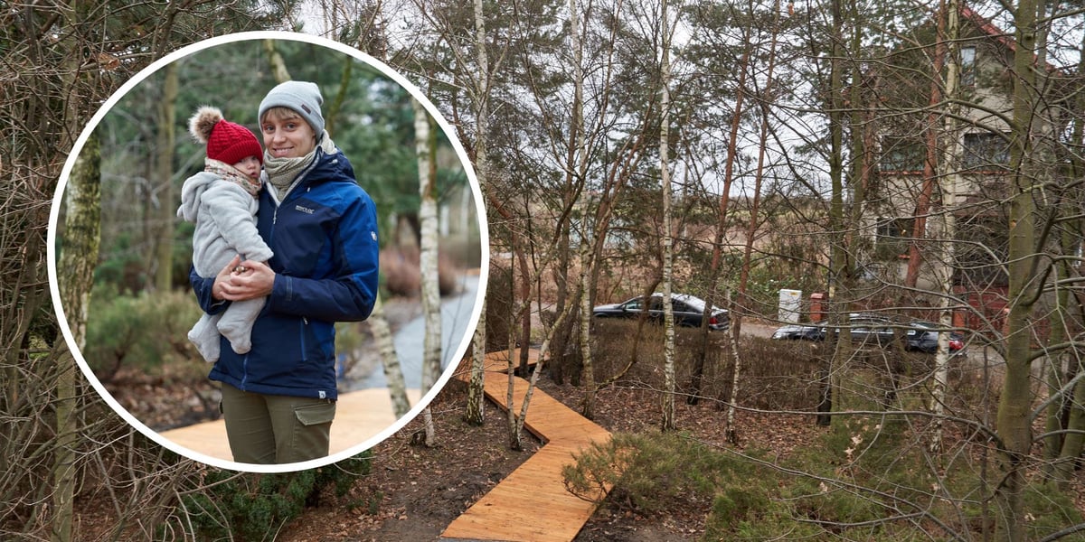 Muchoborski Zakątek Przygody - nowy plac zabaw powstaje we Wrocławiu, w kółeczku Magdalena Szkudlarska, pomysłodawczyni i liderka projektu WBO, z 6-miesięcznym synkiem Stasiem