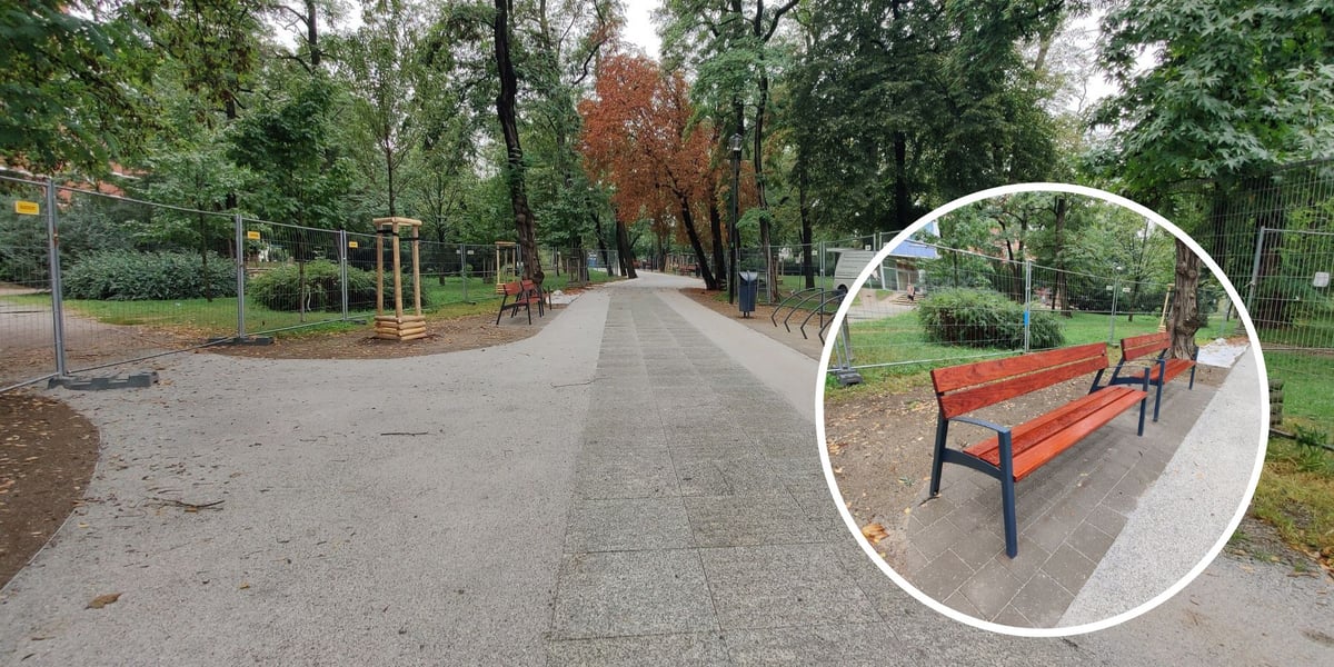 Skwer im. Aleksandry Natalli-Świat na wrocławskim Szczepinie po modernizacji - w kółeczku nowe ławeczki