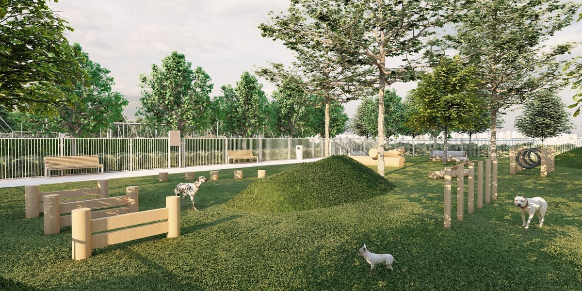 Wizualizacja trzeciego etapu prac na skwerze Hansa Scharouna we Wrocławiu - powstanie m.in. psi wybieg