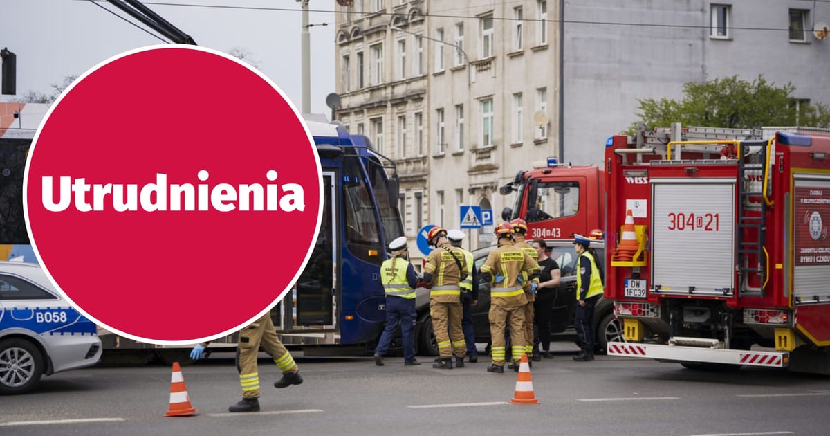 Kolizja tramwaju z samochodem przy Grabiszyńskiej. Utrudnienia w ruchu