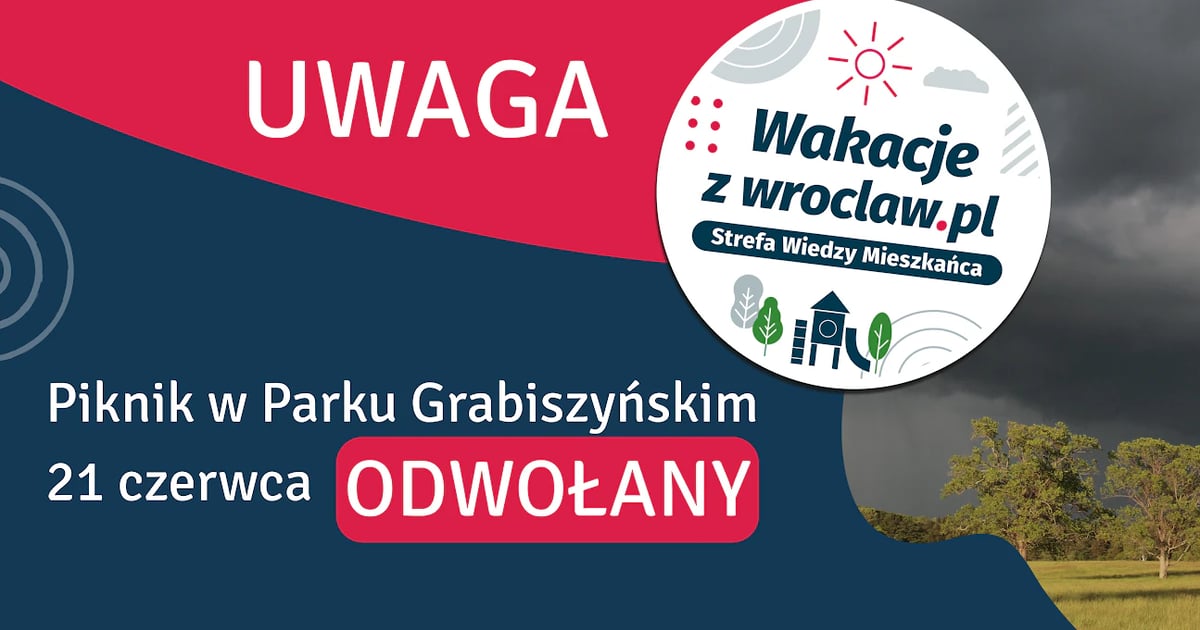 Uwaga! Piknik „Wakacje z wroclaw.pl” 21 czerwca w Parku Grabiszyńskim odwołany