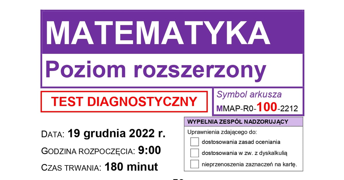 Rozszerzona matura próbna 2023 z matematyki z CKE. Zobacz arkusze i za