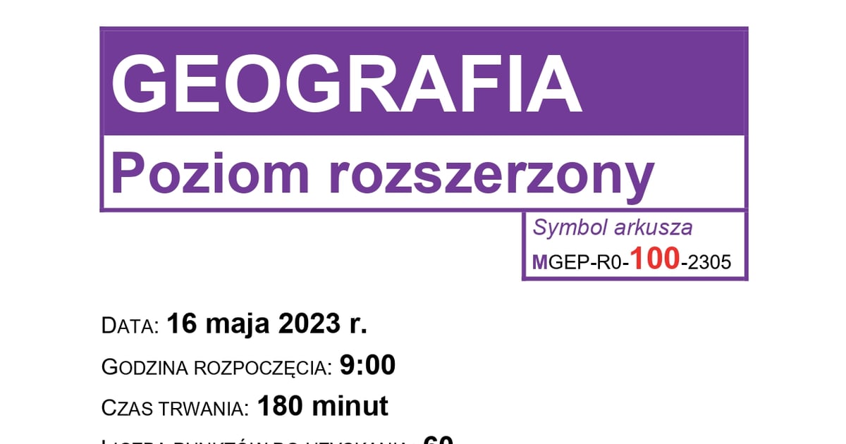 Dziś matura 2023 z geografii na poziomie rozszerzonym [ARKUSZE