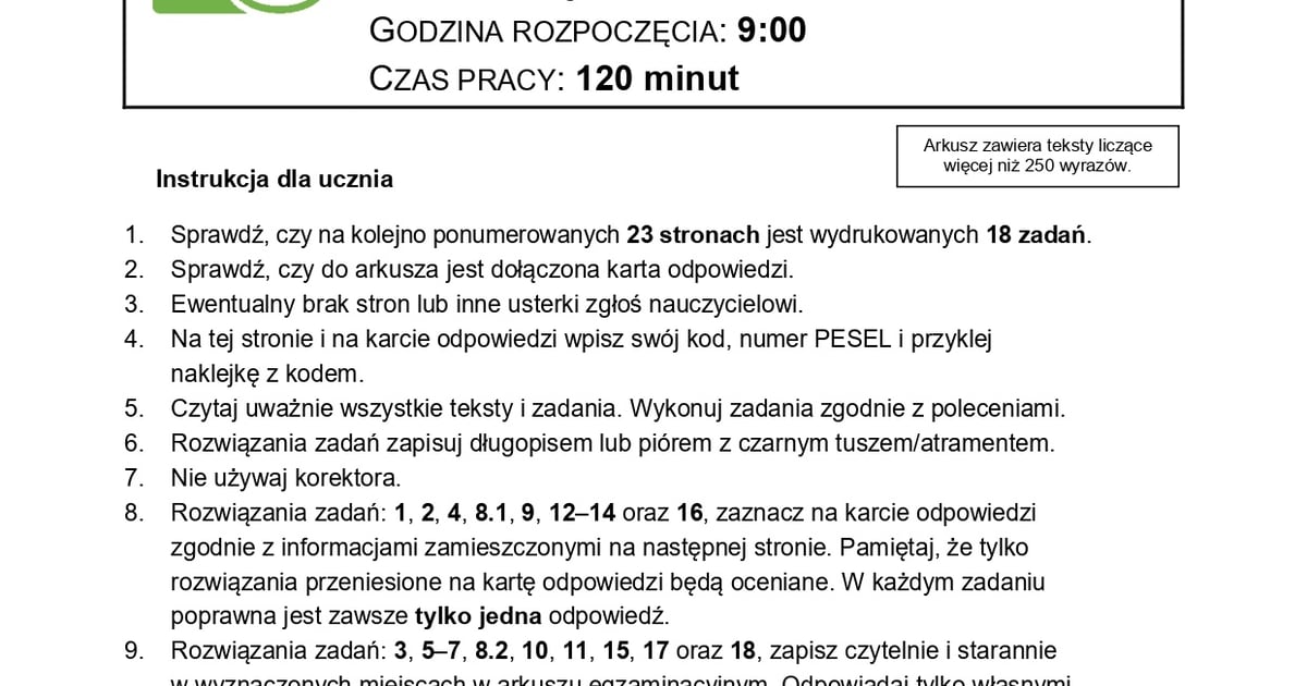 Egzamin ósmoklasisty z j. polskiego. Pierwsze wrażenia uczniów i arkus