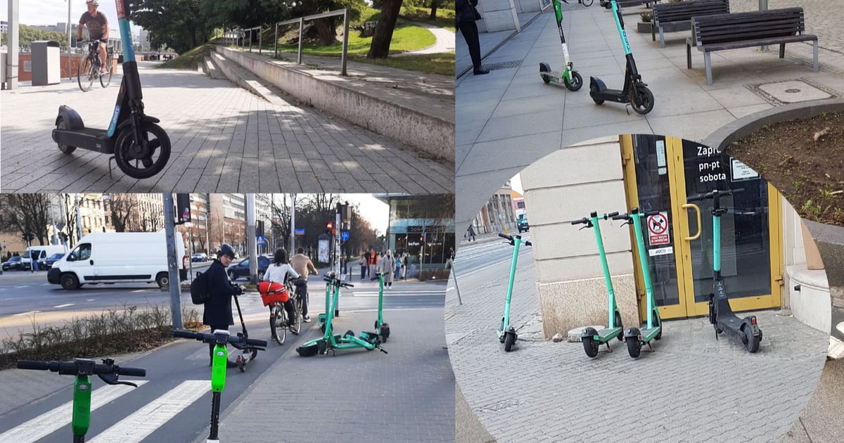 Źle odstawione hulajnogi. Widzisz? Zgłoś! Wrocław uruchomił specjalny formularz
