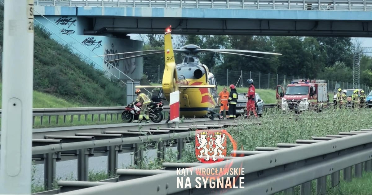 Wypadek na AOW przy zjeździe na A4. Duże utrudnienia
