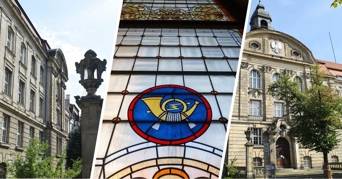 Zabytki Powstańców Śląskich: bogato zdobiony gmach po pocztach