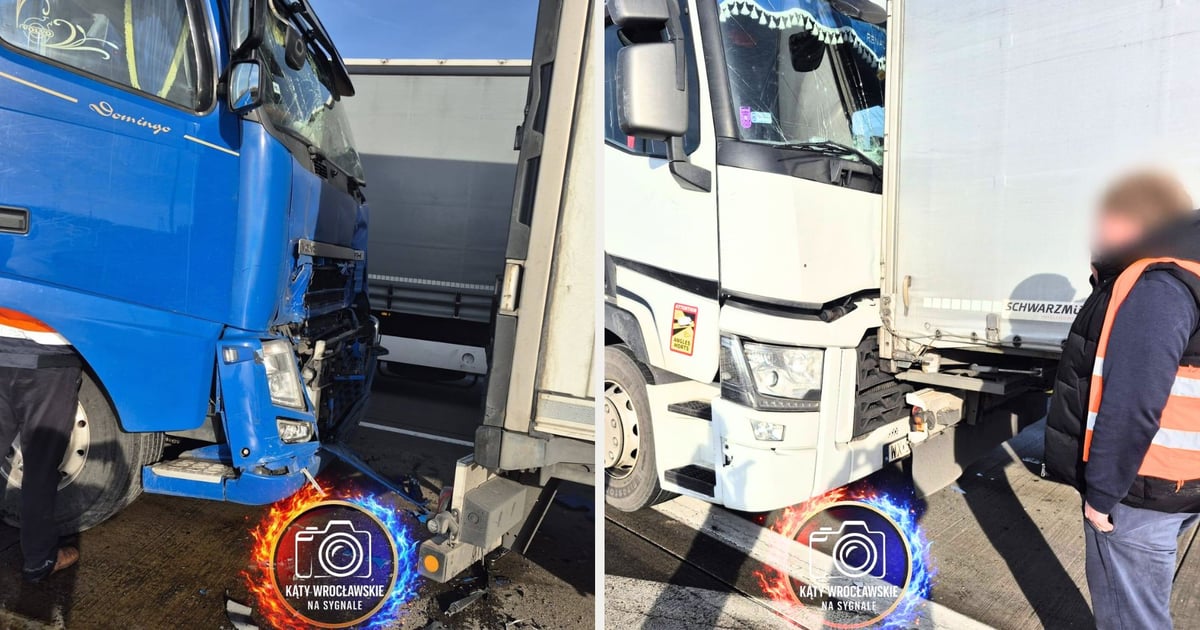 Wielokilometrowy korek na A4 k. Wrocławia. Aż trzy ciężarówki blokują autostradę