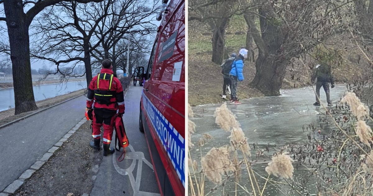 Zabawy na zamarzniętej rzece i o włos od tragedii w parku na Niskich Łąkach
