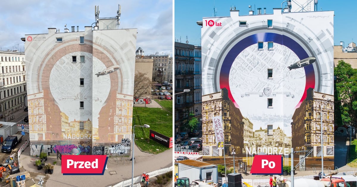 „Brama do Nadodrza” odsłonięta po renowacji. Mural znów cieszy oko żywymi kolorami | ZDJĘCIA