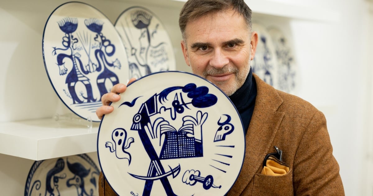 To unikaty! Wrocławski rysownik malował manualnie talerze w „Ceramice Artystycznej” w Bolesławcu [FOTO]