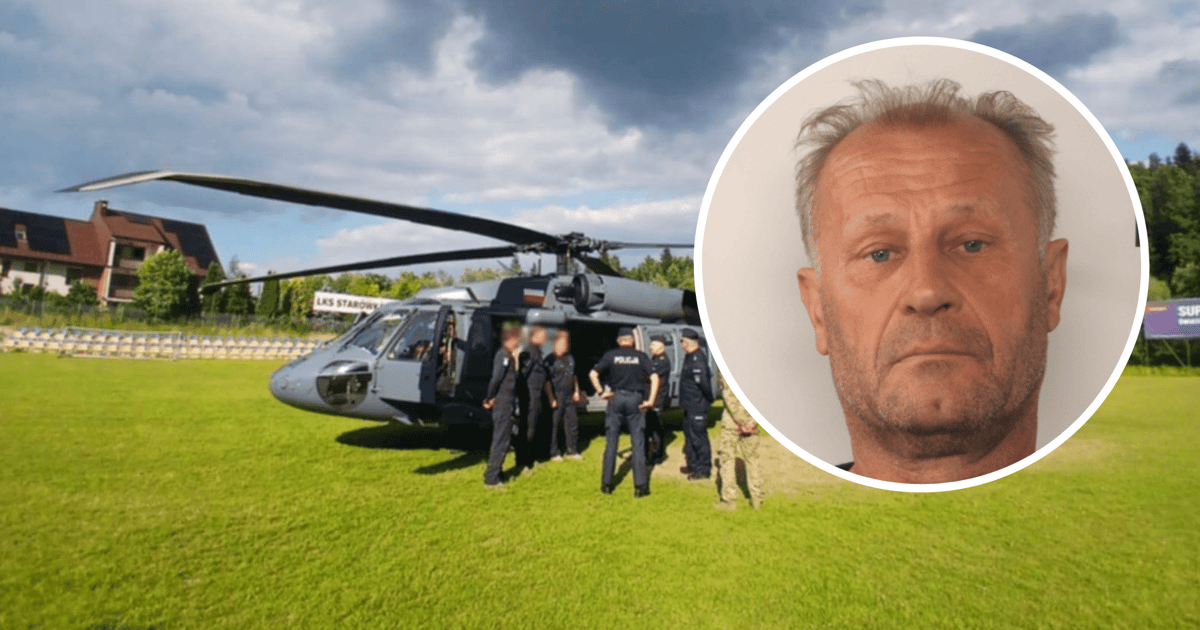 Obława za Tadeuszem Dudą w Limanowej. Policjanci z Wrocławia i śmigłowiec w akcji