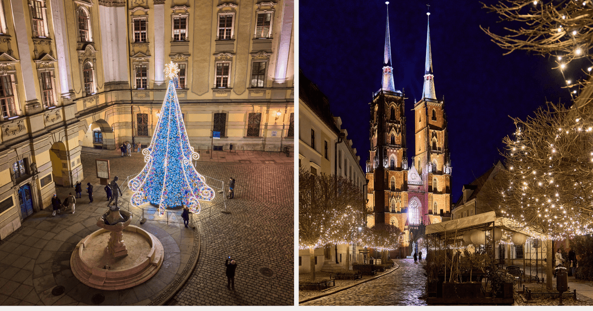 Ostrów Tumski jak zaczarowana kraina. Szermierz z własną choinką