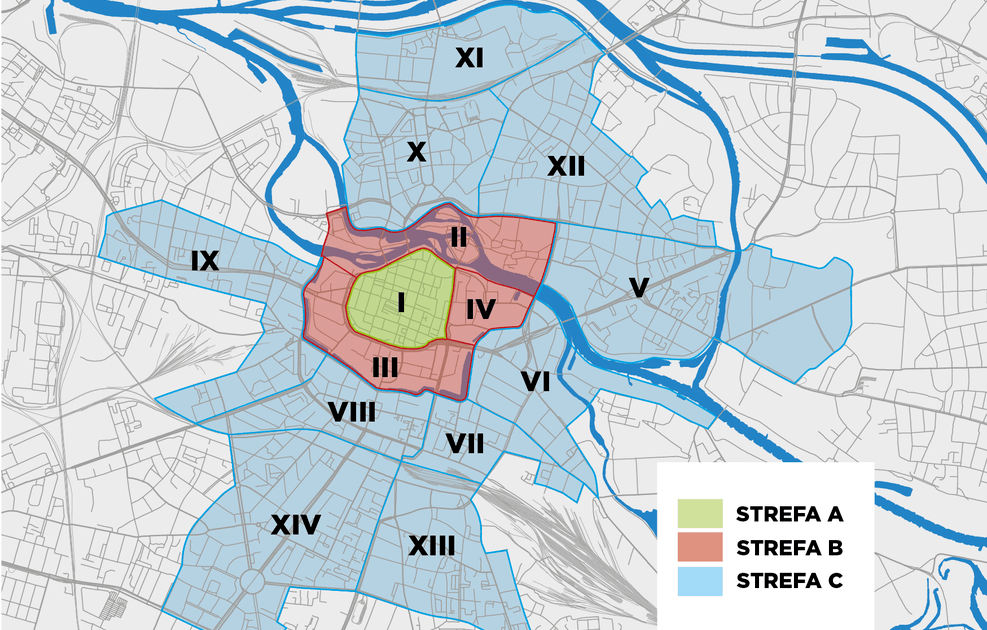 Mapa strefy płatnego parkowania we Wrocławiu