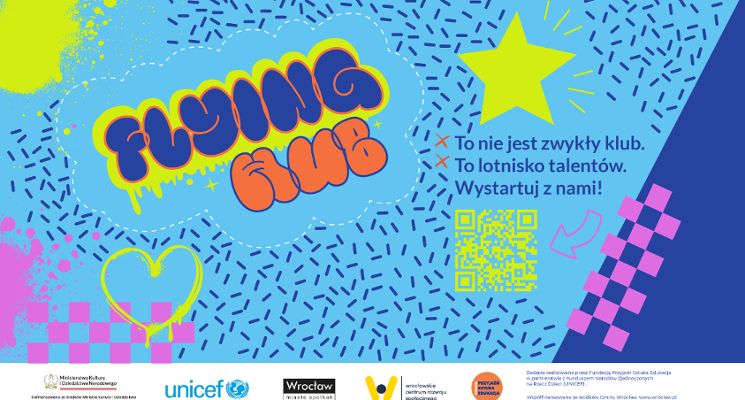 Plakat FLYING HUB ARTS – MOBILNY KLUB MŁODZIEŻOWY