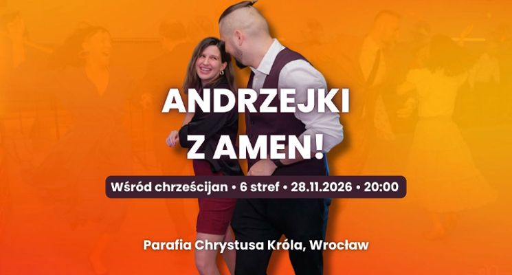 Plakat Andrzejki z Amen! – noc tańca, muzyki i dobrej zabawy