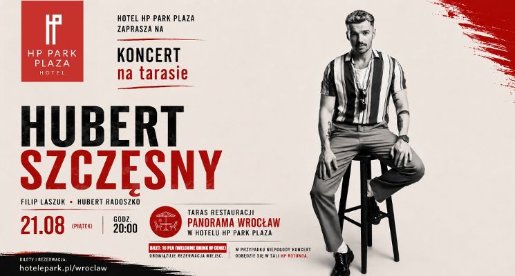 Plakat Koncert Letni na tarasie Restauracji Panorama Wrocław - Hubert Szczęsny z zespołem