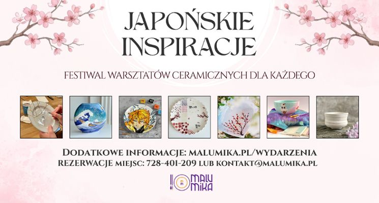 Plakat Japońskie Inspiracje - Festiwal warsztatów ceramicznych w MaluMice