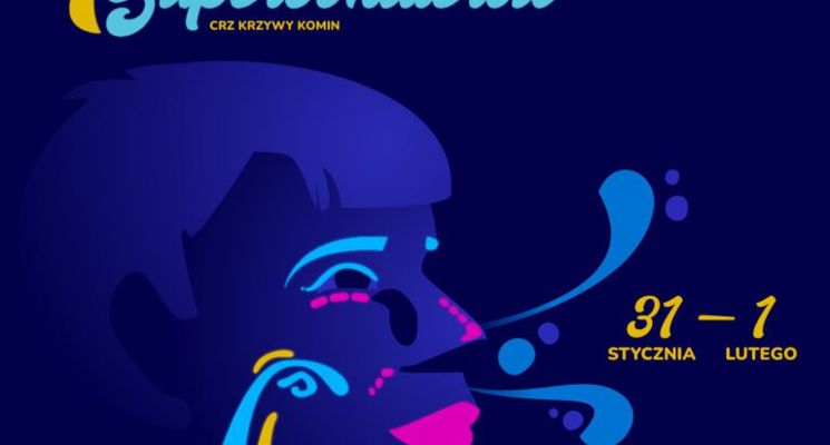 Plakat Karnawał Superbohaterów – Nocowanka w Krzywym Kominie dla Dzieci 5-11 lat