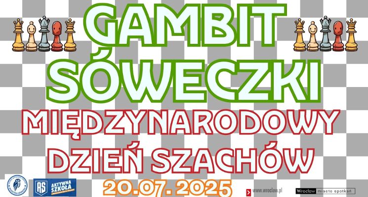 Plakat Międzynarodowy Dzień Szachów z Gambitem Sóweczki