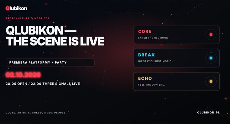 Plakat QLUBIKON — THE SCENE IS LIVE | NODE 001 Protokultura