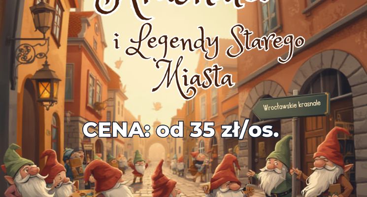 Plakat Krasnale i Legendy Starego Miasta - spacer z przewodnikiem