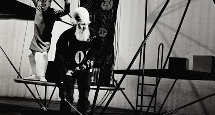 Plakat Wykład "Einstein, aborcja i płacz Mefista. Pierwszy „Faust” Jerzego Grotowskiego (Poznań, 1960)"