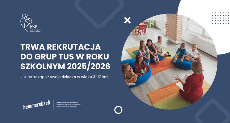 Plakat Zapraszamy do zapisów na grupy TUS na rok szkolny 2025/2026!
