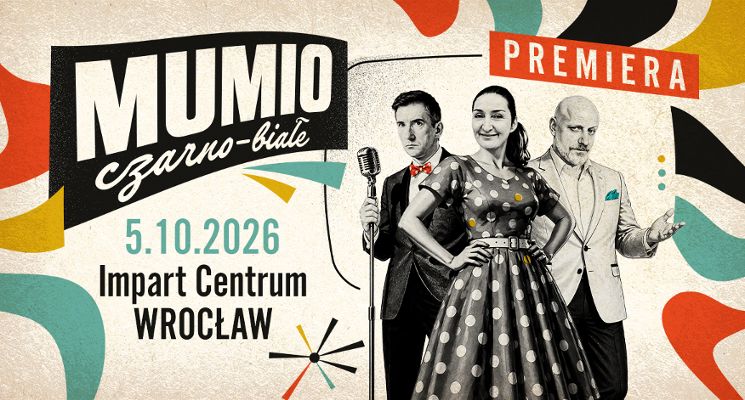 Plakat Mumio czarno-białe