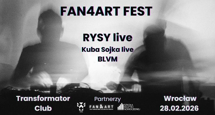 Plakat Fan4Art Fest 2026 | RYSY live, Kuba Sojka live, BLVM