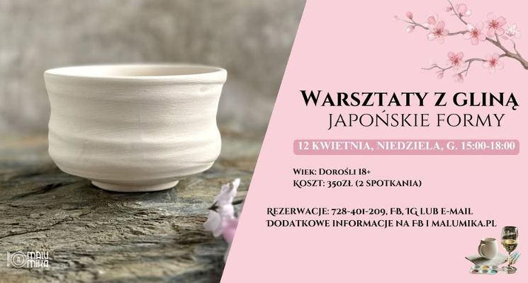 Plakat Japońskie formy - warsztaty lepienia z gliny przy winie