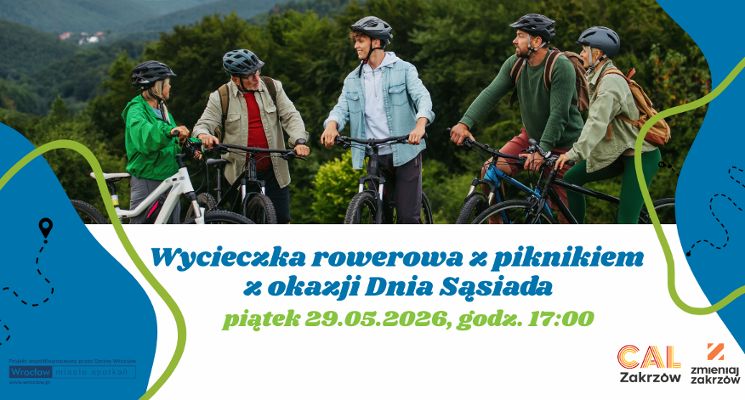 Plakat Wycieczka rowerowa z piknikiem z okazji Dnia Sąsiada