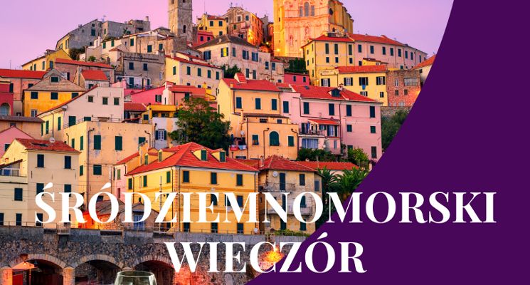 Plakat Śródziemnomorski wieczór – warsztaty malowania ceramiki z winem